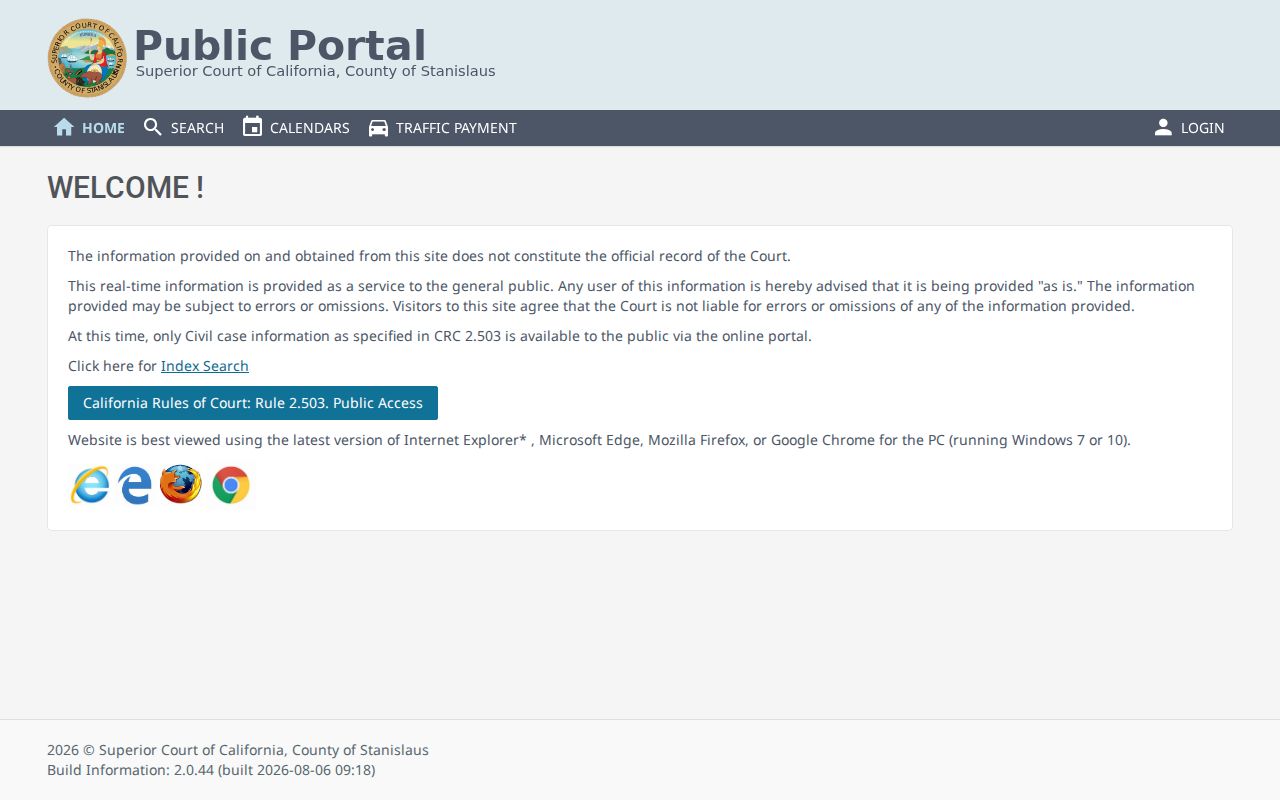 Patterson residents directory view of Stanislaus Superior Court Smart Search