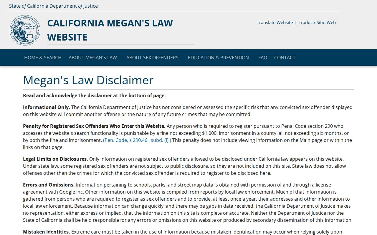 Patterson resident lookup reference showing California Megan’s Law name and map search