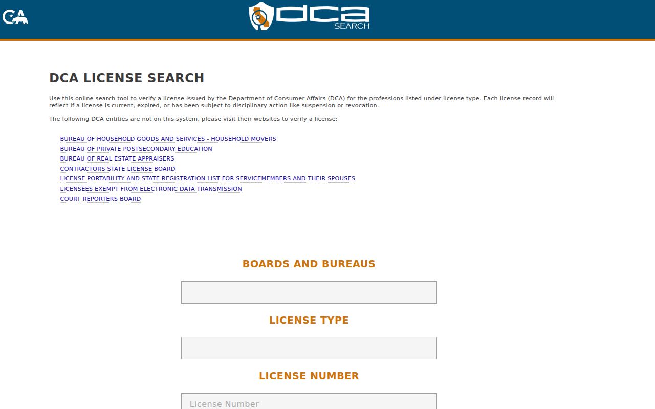 Patterson resident lookup reference showing California license search fields